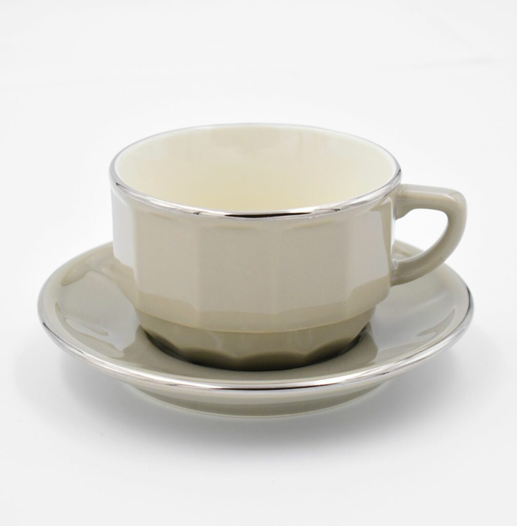 Mittlere Tasse Apilco Flora Cl Grau Platinrand